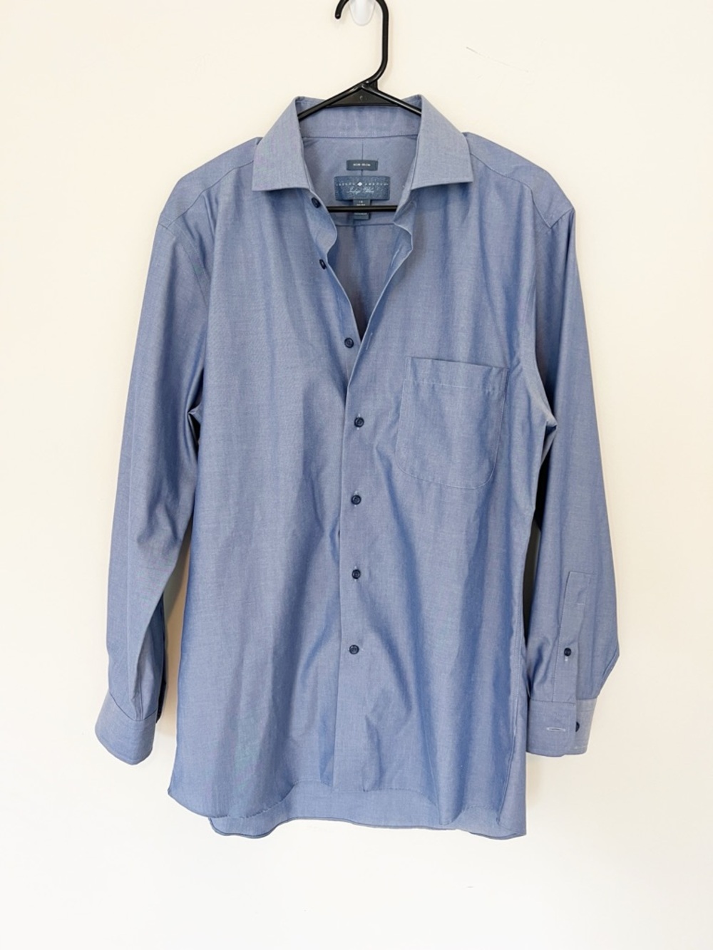 Joseph Abboud No Iron Blue Dress Shirt Large 16 Neck Classic Long Sleeve